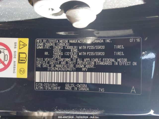 2T2BZMCA3GC046511 Lexus RX 350