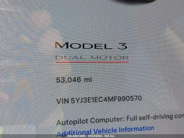 5YJ3E1EC4MF990570 Tesla Model 3 Performance Dual Motor All-wheel Drive