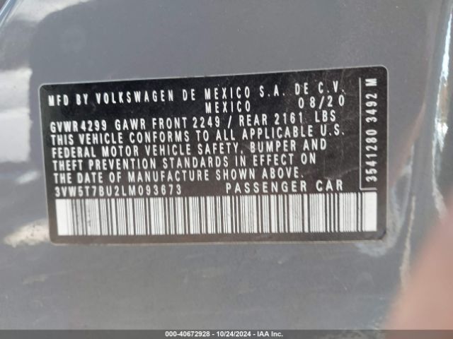 3VW5T7BU2LM093673 Volkswagen Jetta Gli 2.0t Autobahn/2.0t S