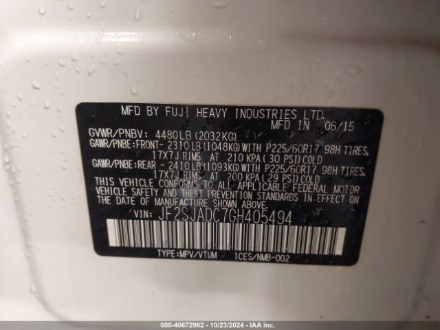 JF2SJADC7GH405494 Subaru Forester 2.5i Premium