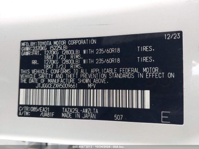 JTJGGCEZXR5009661 Lexus Nx 350 Premium