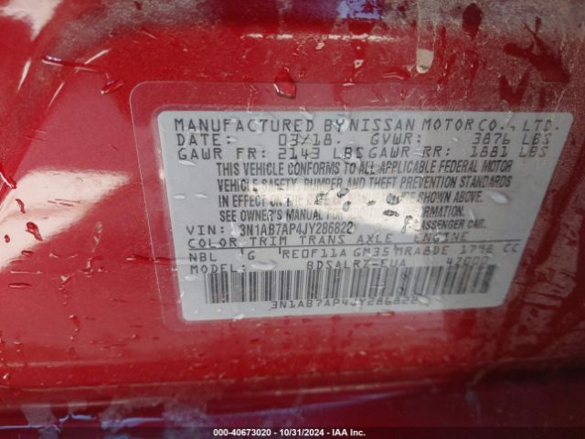 3N1AB7AP4JY286822 Nissan SENTRA SR