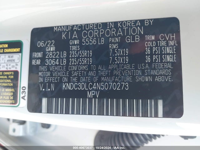 KIA Ev6 Wind 2022 KNDC3DLC4N5070273 Image 9