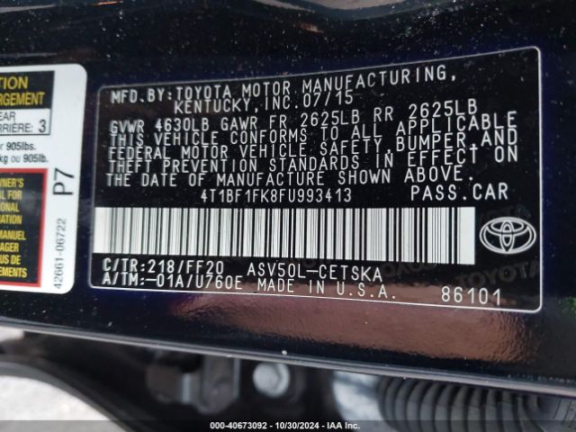 4T1BF1FK8FU993413 Toyota CAMRY SE