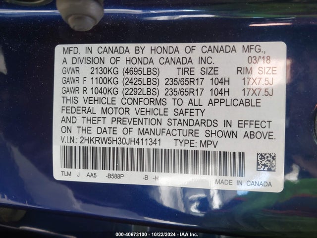 Honda CR-V LX 2018 2HKRW5H30JH411341 Image 9
