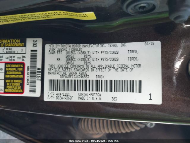 5TFAW5F17JX746583 Toyota Tundra 1794 5.7l V8