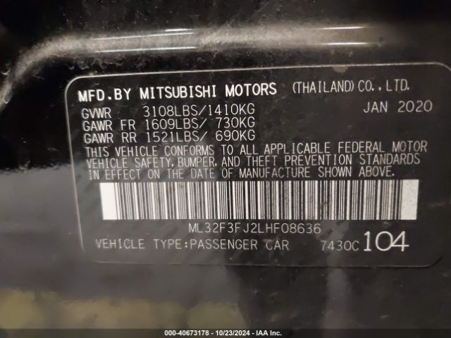 ML32F3FJ2LHF08636 Mitsubishi Mirage G4 Es