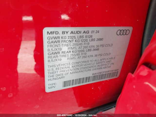 WA1DECF3XR1091446 Audi Q3 Premium 45 Tfsi S Line Quattro Tiptronic