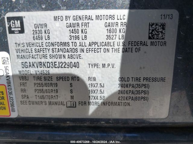 5GAKVBKD3EJ229040 Buick Enclave Leather
