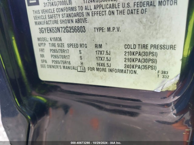 2002 CADILLAC ESCALADE EXT 3GYEK63N72G256803 Photo 8