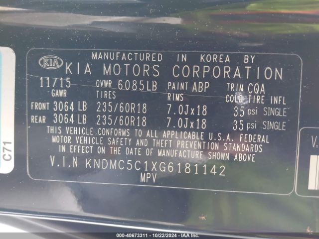 KNDMC5C1XG6181142 KIA SEDONA EX