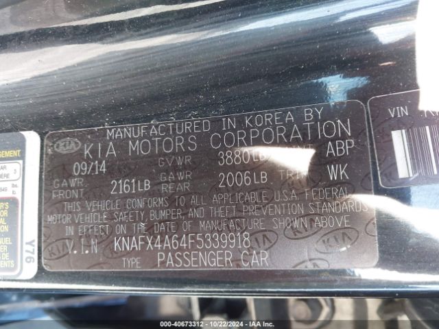 KNAFX4A64F5339918 KIA FORTE LX