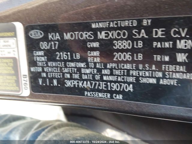 3KPFK4A77JE190704 KIA FORTE LX
