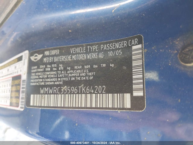2006 MINI COOPER WMWRC33596TK64202 Photo 8