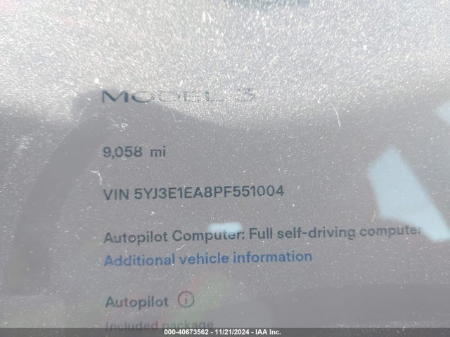 2023 TESLA MODEL 3 5YJ3E1EA8PF551004 Photo 6
