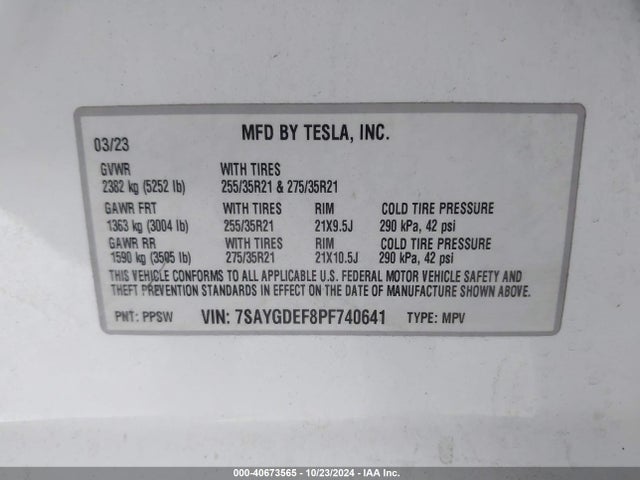 2023 TESLA MODEL Y 7SAYGDEF8PF740641 Photo 8