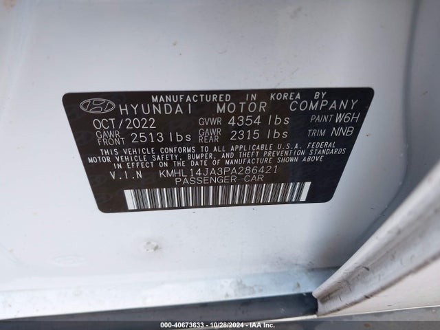 Hyundai SONATA SEL 2023 KMHL14JA3PA286421 Image 9