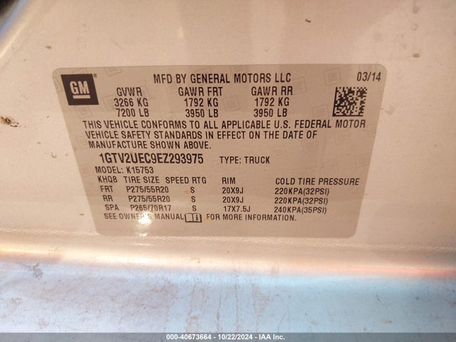 GMC Sierra 1500 Sle 2014 1GTV2UEC9EZ293975 Image 9