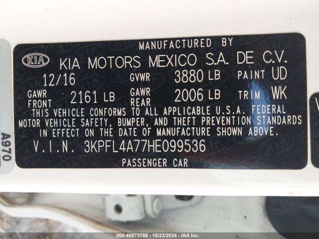 KIA FORTE S 2017 3KPFL4A77HE099536 Image 9