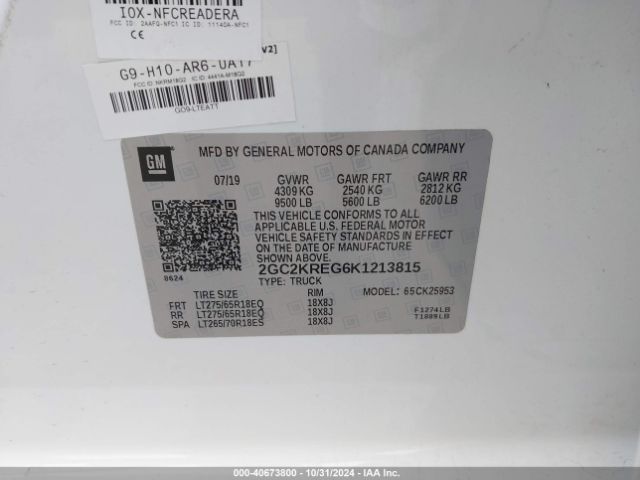 2GC2KREG6K1213815 Chevrolet Silverado 2500hd Wt