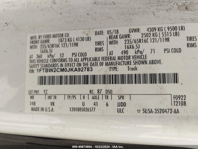 Ford Transit-350 2018 1FTBW2CM0JKA92783 Image 9