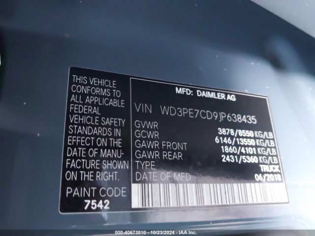 WD3PE7CD9JP638435 Mercedes-Benz Sprinter 2500 Standard Roof V6