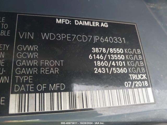 WD3PE7CD7JP640331 Mercedes-Benz Sprinter 2500 Standard Roof V6