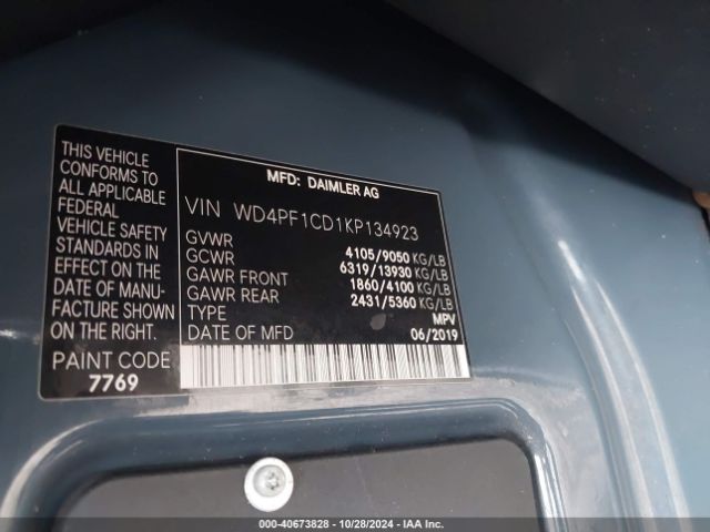 WD4PF1CD1KP134923 Mercedes-Benz Sprinter 2500 High Roof V6