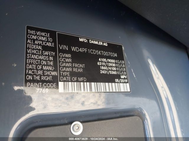 WD4PF1CD5KT007034 Mercedes-Benz Sprinter 2500 High Roof V6