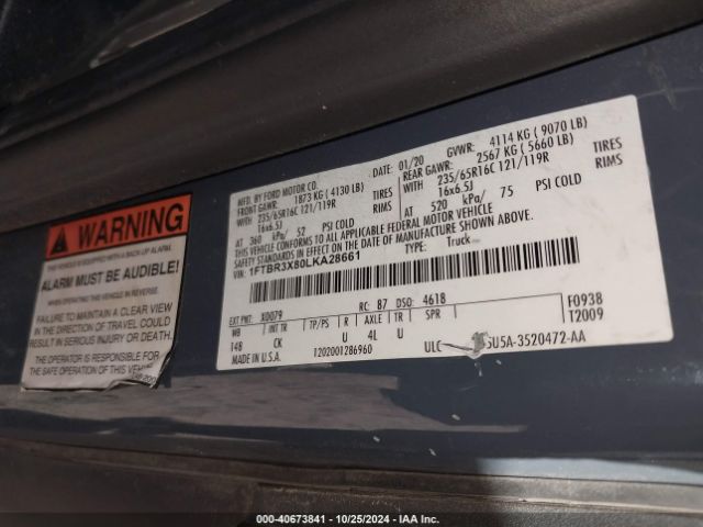1FTBR3X80LKA28661 Ford Transit-250 Cargo Van