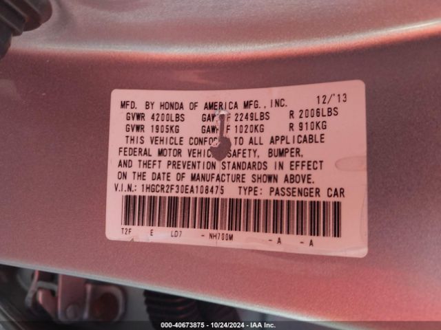 1HGCR2F30EA108475 Honda ACCORD LX