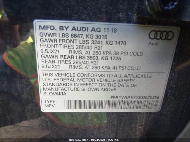 WA1VAAF7XKD020355 Audi Q7 55 Premium