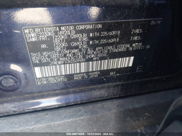 JTMEWRFV3KD509989 Toyota Rav4 Hybrid Xse