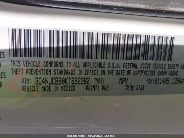 3C4NJCBB0KT692382 Jeep Compass Sun And Wheel Fwd