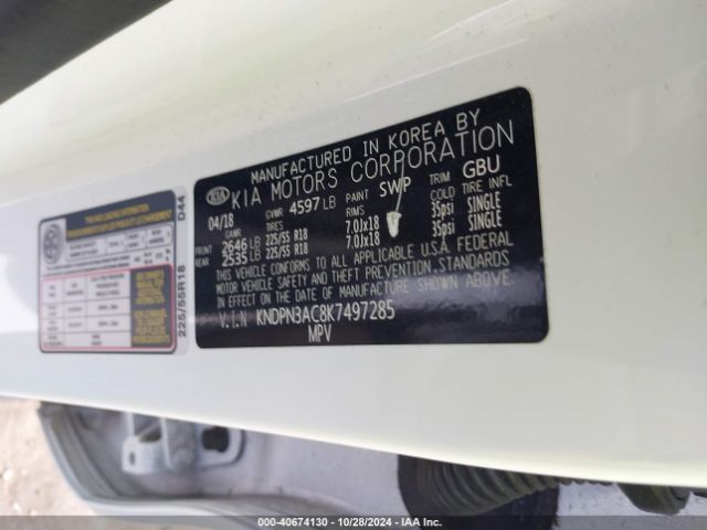 KNDPN3AC8K7497285 KIA Sportage Ex
