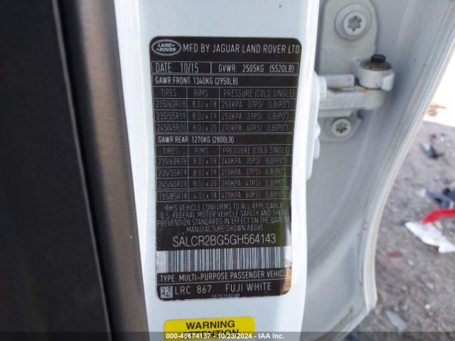 SALCR2BG5GH564143 Land Rover Discovery Sport Hse