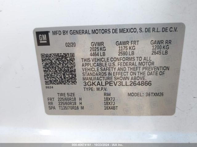 3GKALPEV3LL264866 GMC Terrain Fwd Slt