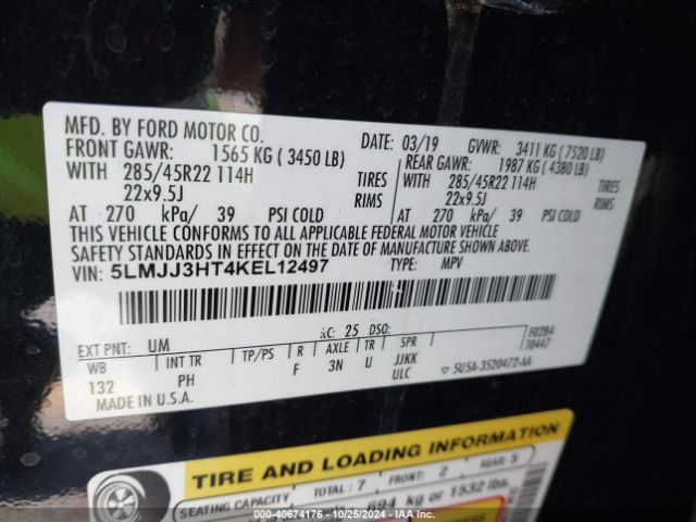 5LMJJ3HT4KEL12497 Lincoln Navigator L Select