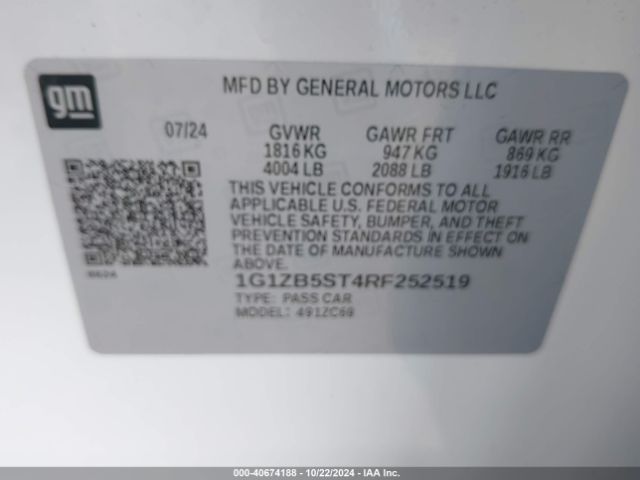 1G1ZB5ST4RF252519 Chevrolet Malibu Fwd Ls