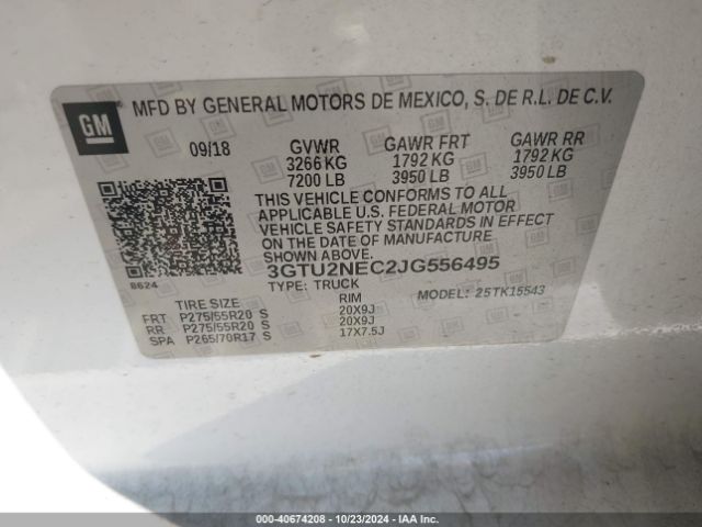 3GTU2NEC2JG556495 GMC Sierra 1500 Slt