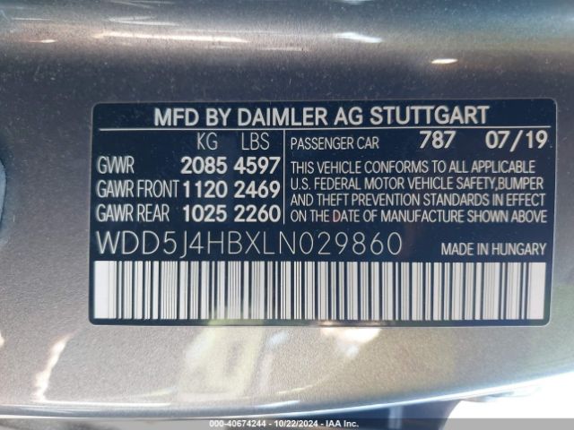 WDD5J4HBXLN029860 Mercedes-Benz CLA 250 4MATIC