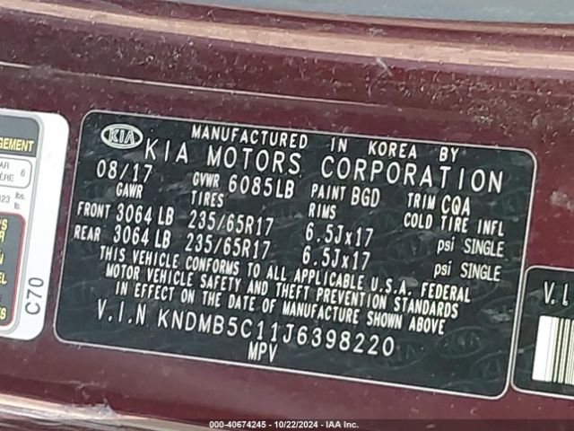 KNDMB5C11J6398220 KIA SEDONA LX