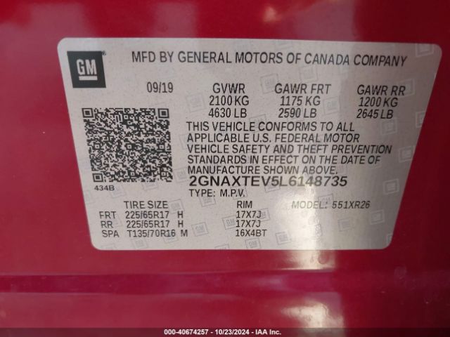 2GNAXTEV5L6148735 Chevrolet Equinox Awd 2fl