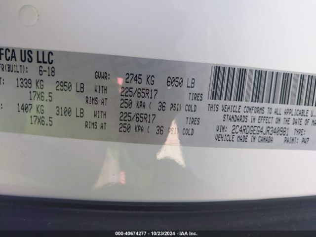 2C4RDGEG4JR340981 Dodge Grand Caravan Gt