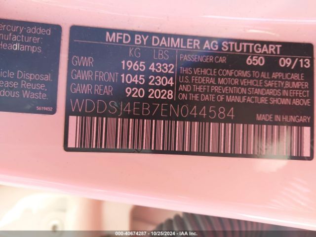 WDDSJ4EB7EN044584 Mercedes-Benz CLA 250