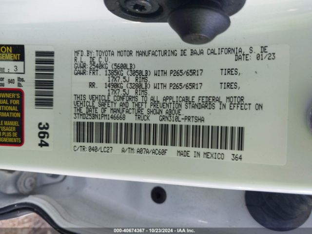 3TMDZ5BN1PM146668 Toyota Tacoma Trd Sport
