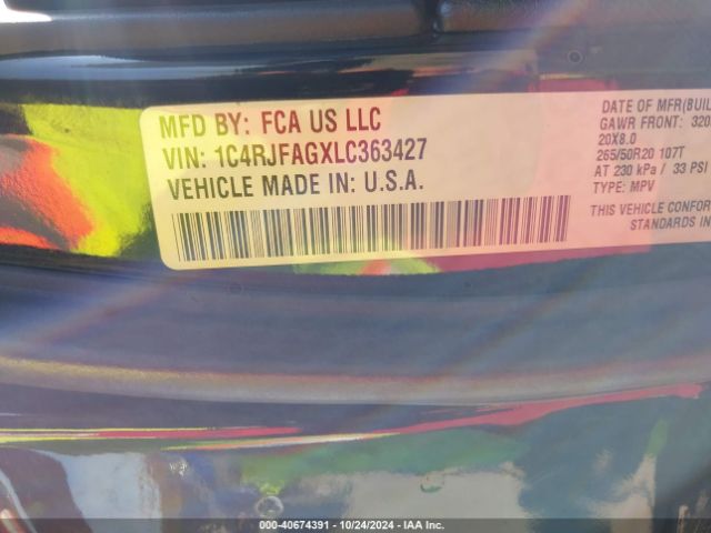 1C4RJFAGXLC363427 Jeep Grand Cherokee Altitude 4x4
