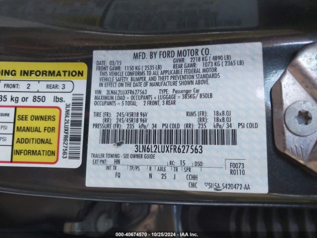 3LN6L2LUXFR627563 Lincoln MKZ HYBRID