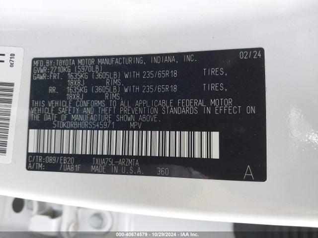 Toyota Highlander Xle 2024 5TDKDRBH0RS545971 Image 9