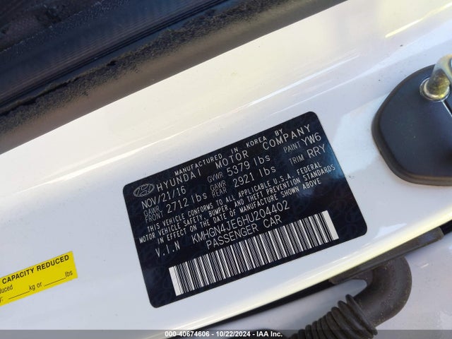 KMHGN4JE6HU204402 Genesis G80 3.8